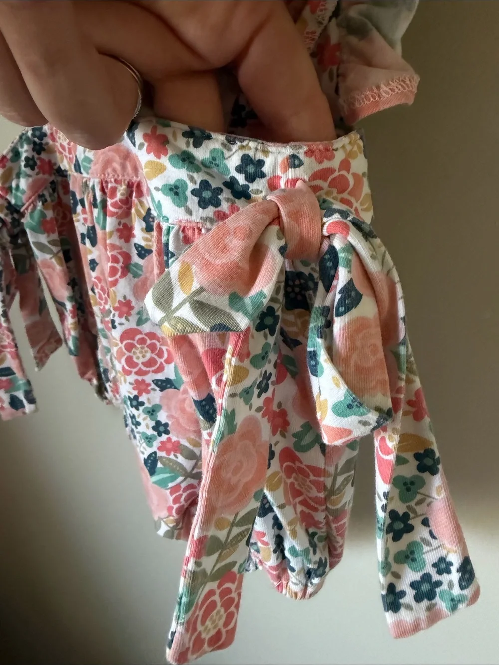 Banana Split Girls NB Pink Floral Bubble Romper Ruffle Sleeve Tie Sides